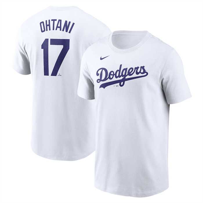 Men's Los Angeles Dodgers #17 Shohei Ohtani White 2024 Fuse Name & Number T-Shirt,We sell and wholesale Men's Los Angeles Dodgers #17 Shohei Ohtani White 2024 Fuse Name & Number T-Shirt on line form chian!